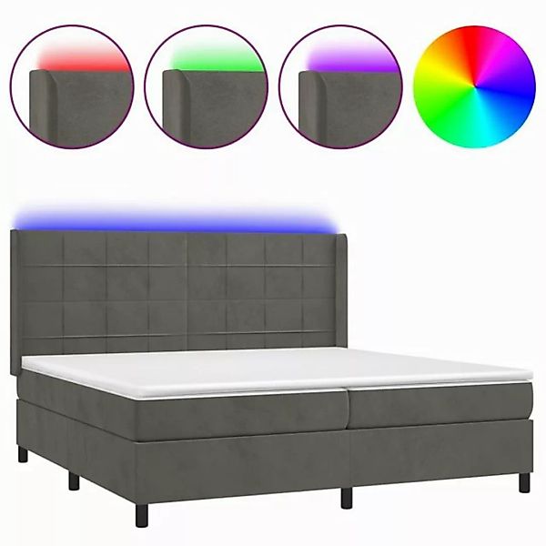 vidaXL Boxspringbett Boxspringbett mit Matratze LED Dunkelgrau 200x200 cm S günstig online kaufen