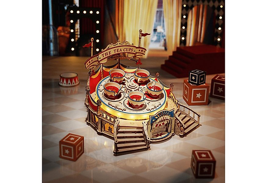 Robotime Modellbausatz Robotime Tassenkarussell Jahrmarkt Rokr Mechanisches günstig online kaufen