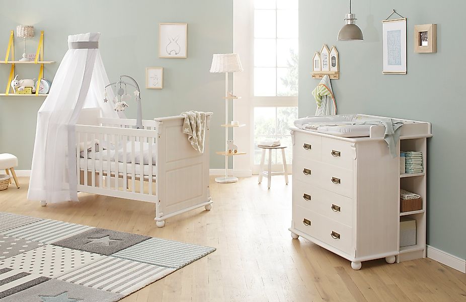 Lüttenhütt Babyzimmer-Komplettset Aimo, luxoriöser Landhausstil, Messinggri günstig online kaufen
