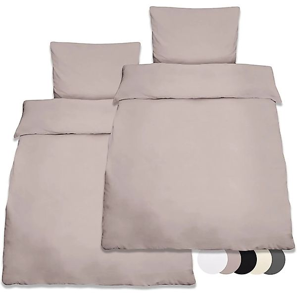 Beautissu Julie Bettbezug 135x200cm + Kissenbezug 80x80cm Taupe Renforcé 4t günstig online kaufen