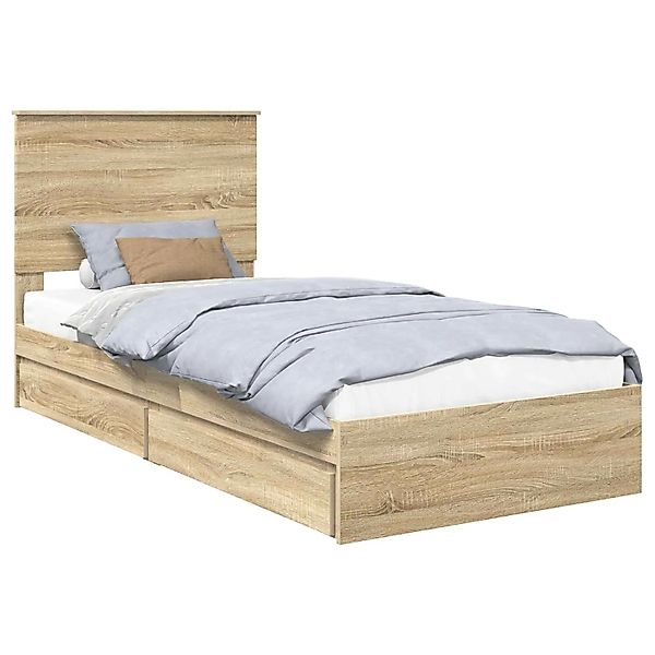 vidaXL Stauraumbett Sonoma-Eiche 75 x 190 cm Holzwerkstoff 3409603 günstig online kaufen