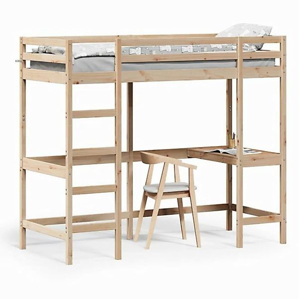 vidaXL Bett Hochbett mit Schreibtisch 75x190 cm Massivholz Kiefer günstig online kaufen