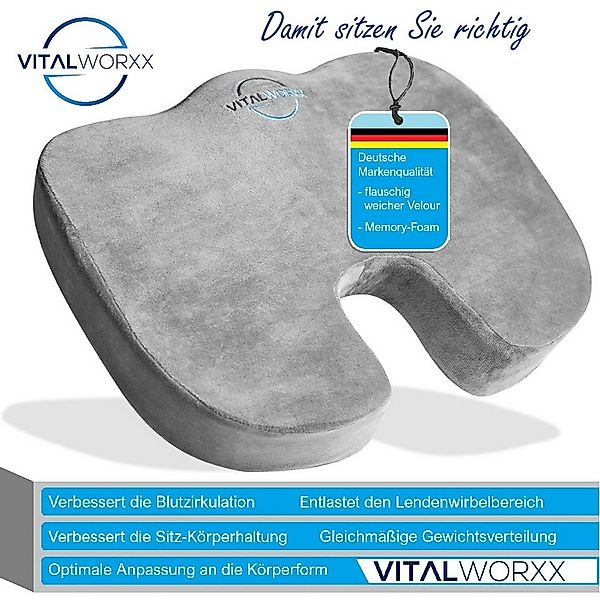 VITALWORXX Steißbeinkissen Orthopädisches Sitzkissen ideal für Büro und Aut günstig online kaufen