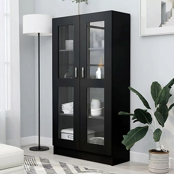 Vitrinenschrank Schwarz 82,5x30,5x150 Cm Spanplatte günstig online kaufen