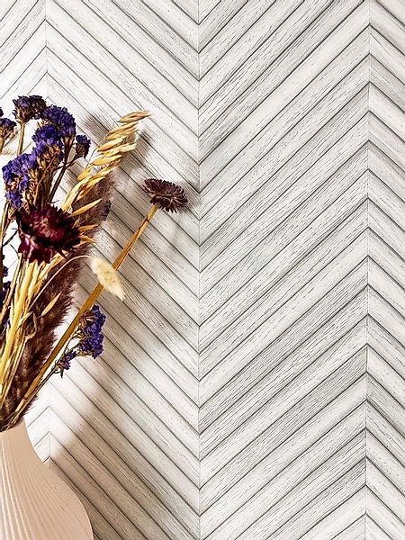 Newroom Vliestapete Yasha Light Grey Tapete Holztapete Holz,Paneele,Fischgr günstig online kaufen