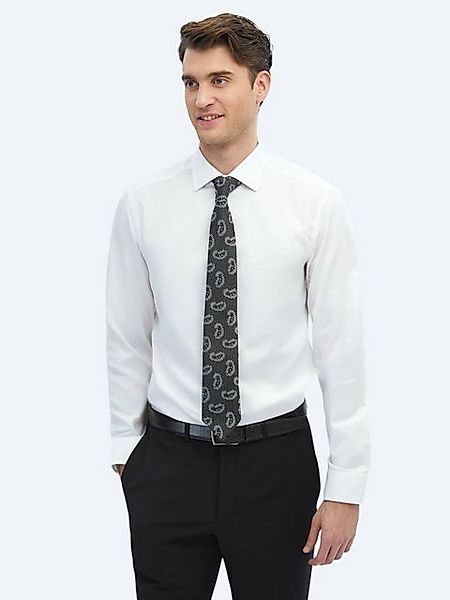 KİP Langarmhemd Weiße Slim Fit Gewebte Klassische %100 Baumwolle Hemd günstig online kaufen