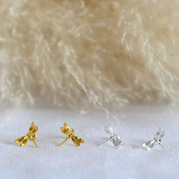 Runde Perlé Paar Ohrstecker Zarte Libelle, günstig online kaufen
