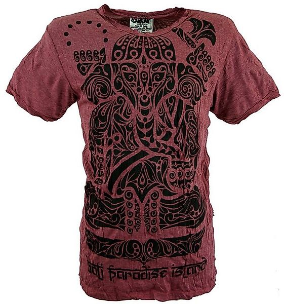 Guru-Shop T-Shirt Sure Herren T-Shirt Tribal Ganesha - bordeaux Goa Style, günstig online kaufen