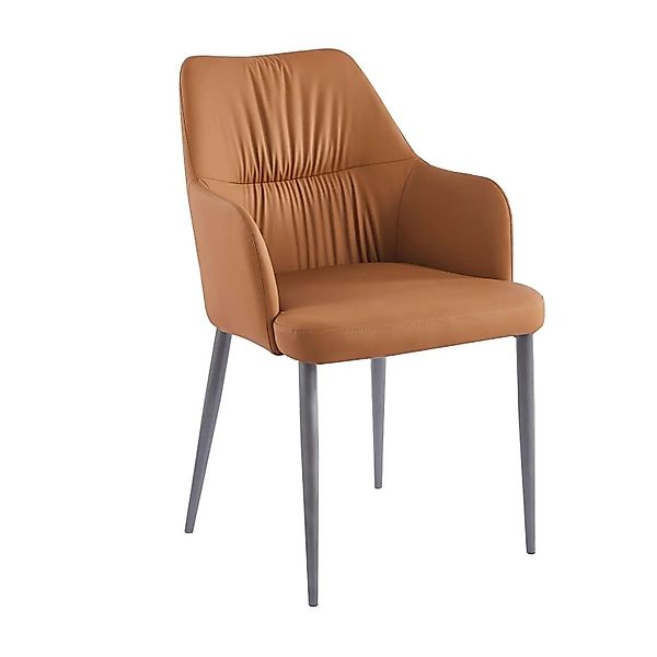MeGusta Moderner Stuhl 2er-Set Braun Polsterstuhl Esszimmerstuhl mit Armleh günstig online kaufen