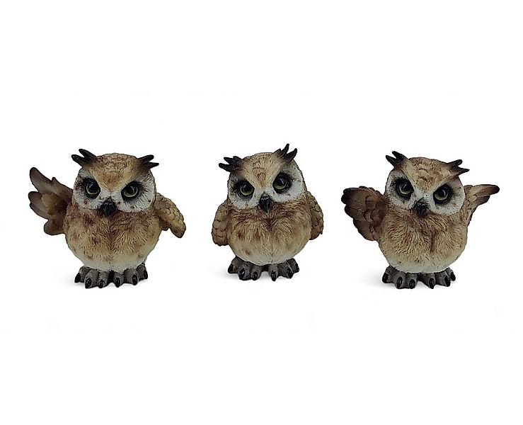Figurendiscounter Gartenfigur Dekofigur Eule 8 x 10 x 5 cm braun 3-fach sor günstig online kaufen