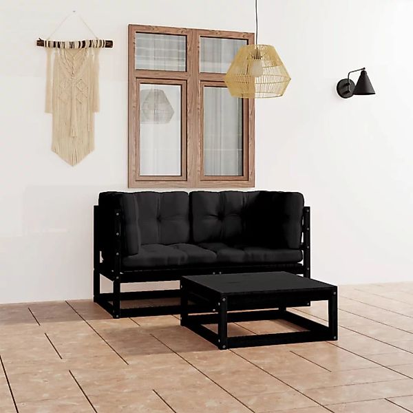 3-tlg. Garten-lounge-set Mit Kissen Massivholz Kiefer günstig online kaufen
