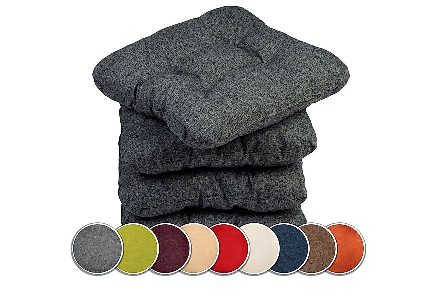 sunnypillow Stuhlkissen 4er Set Stuhlkissen 40x40 cm Bequeme 8cm, Polsterau günstig online kaufen