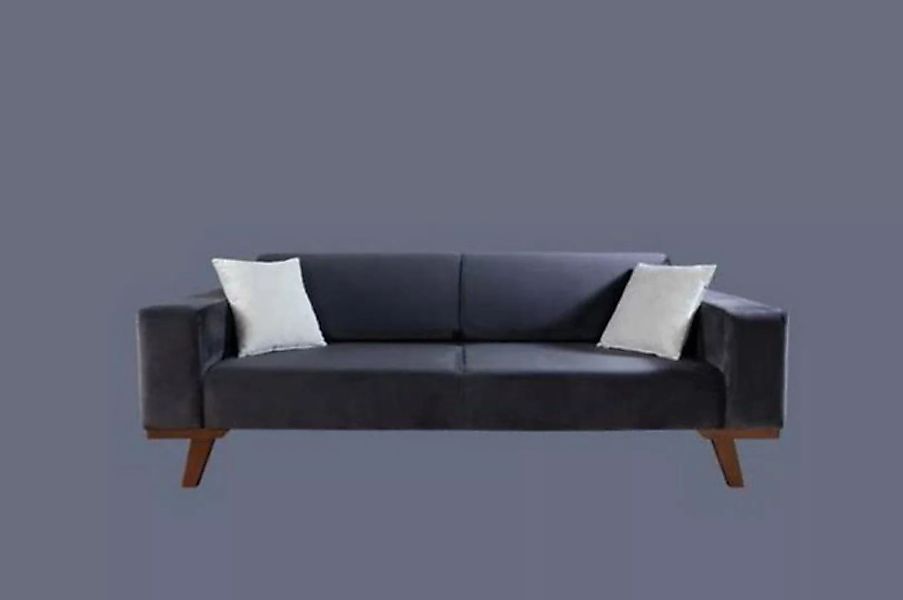 JVmoebel Sofa, Wohnzimmer Sofa 3 Sitzer Couch Möbel Holz Schwarz Polster Mö günstig online kaufen