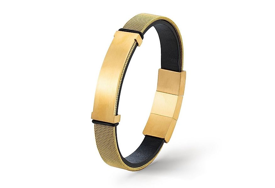 UNIQAL.de Goldarmband Gold Lederarmband Herren "SANTIAGO" 18k vergoldet (Ed günstig online kaufen