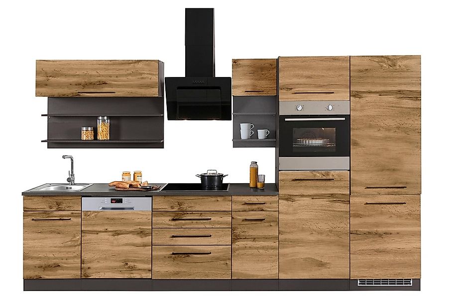 KOCHSTATION "KS-Tulsa" ohne E-Geräte, Breite 330 cm, schwarze Metallgriffe, günstig online kaufen