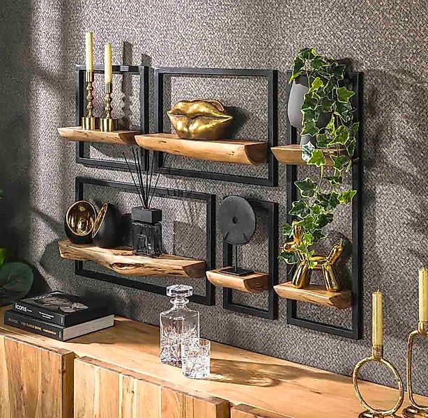 LEVEN Lifestyle Wandregal 5´er Set Regal Wandregal mit Baumkante aus Holz H günstig online kaufen