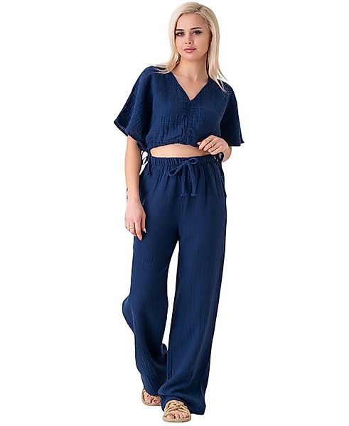WENOR Palazzohose Musselin Damen Sommerhose 100 % Baumwolle, elastischer Bu günstig online kaufen