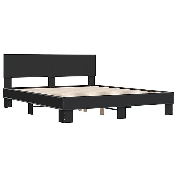 vidaXL Bettgestell Schwarz 150x200 cm Holzwerkstoff und Metall 3280187 günstig online kaufen