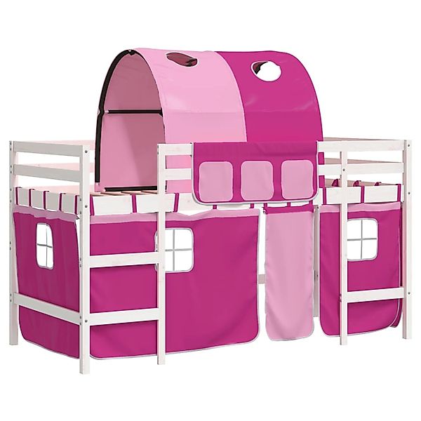 vidaXL Kinderhochbett mit Tunnel Rosa 90x190 cm Massivholz Kiefer1928500 günstig online kaufen