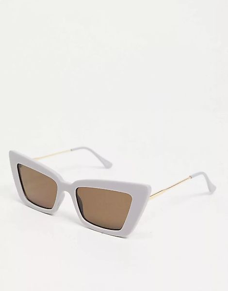 ASOS DESIGN – Cat-Eye-Sonnenbrille in Grau mit breitem Design günstig online kaufen