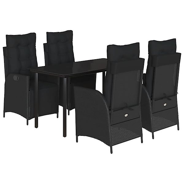 vidaXL 5-Tlg Garten-Essgruppe mit Kissen Schwarz Poly Rattan 3213401 günstig online kaufen