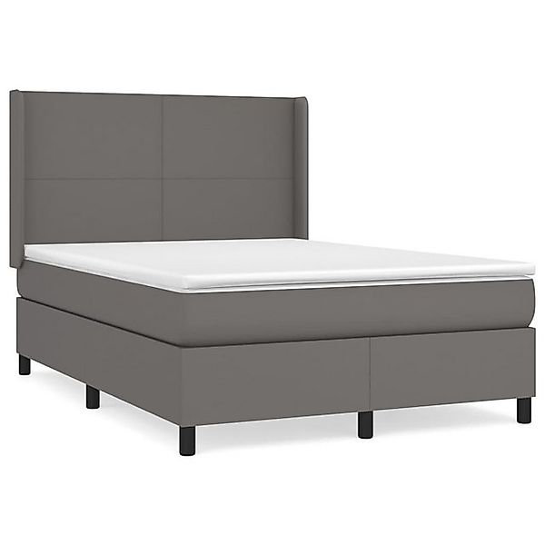 vidaXL Boxspringbett, Boxbett mit Matratze Grau 140x200 cm Kunstleder günstig online kaufen