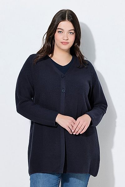 Ulla Popken Strickjacke Strickjacke V-Ausschnitt Langarm Biobaumwolle günstig online kaufen