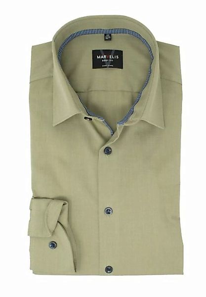 MARVELIS Businesshemd Businesshemd - Body Fit - Langarm - Einfarbig - Olive günstig online kaufen