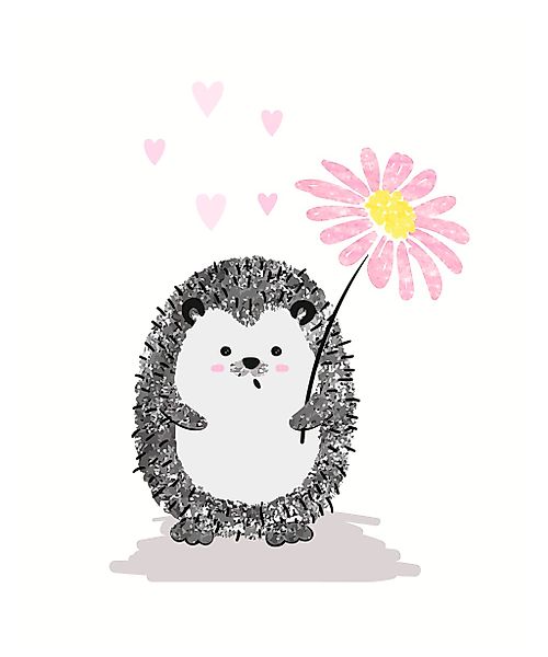 Lüttenhütt Bild mit Rahmen "oder Poster, Igel mit Herzen und Blume", Fantas günstig online kaufen