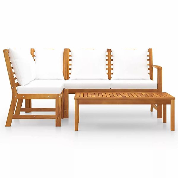 4-tlg. Garten-lounge-set Mit Auflagen Creme Massivholz Akazie günstig online kaufen