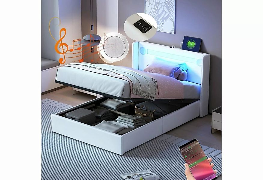 HAUSS SPLOE Polsterbett mit LED-Lichtleiste, Bluetooth-Player und USB-Aufla günstig online kaufen