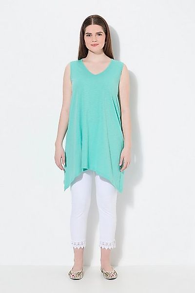 Ulla Popken Longshirt Longtop Zipfelsaum A-Linie V-Ausschnitt günstig online kaufen