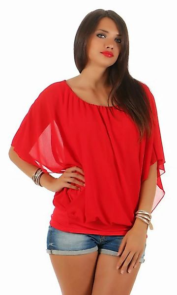 CLEO STYLE Schlupfbluse Damen Chiffon Bluse CL 2400 Rot One Size (36-40) günstig online kaufen