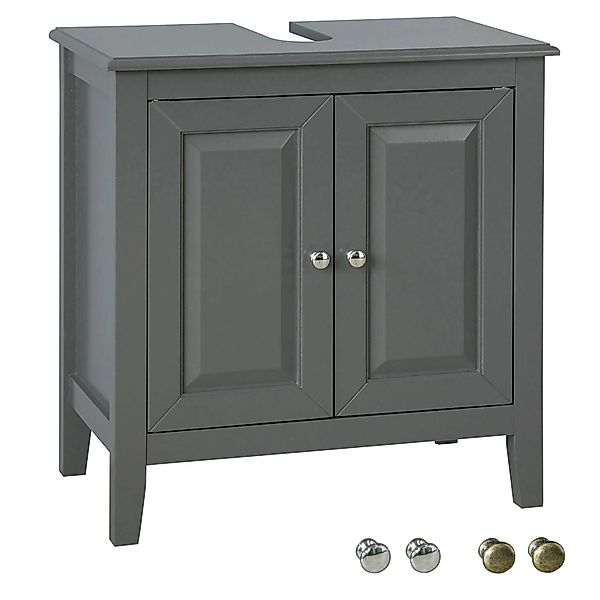 SoBuy Waschbeckenunterschrank Badschrank mit 2 Türen MDF 60x62x30cm Grau FR günstig online kaufen