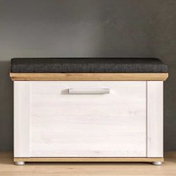 Schuhbank Sitzbank Flur in Wildeichefarben und Weiß 80 cm breit günstig online kaufen