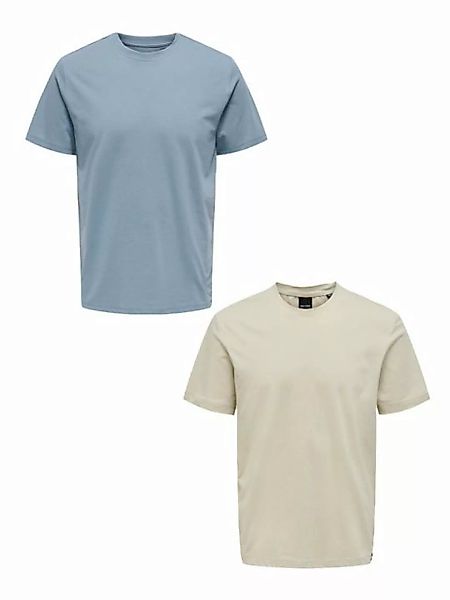 ONLY & SONS T-Shirt T-Shirt 2er-Set Rundhals Kurzarm (1-tlg) 7642 in Blau-B günstig online kaufen
