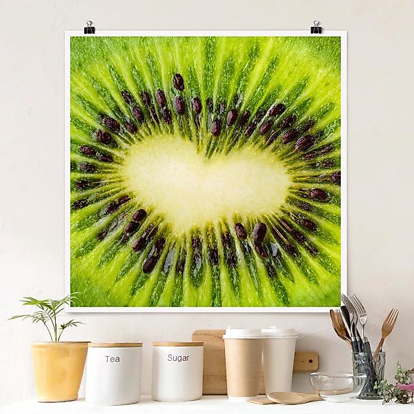 Poster - Quadrat Kiwi Heart günstig online kaufen