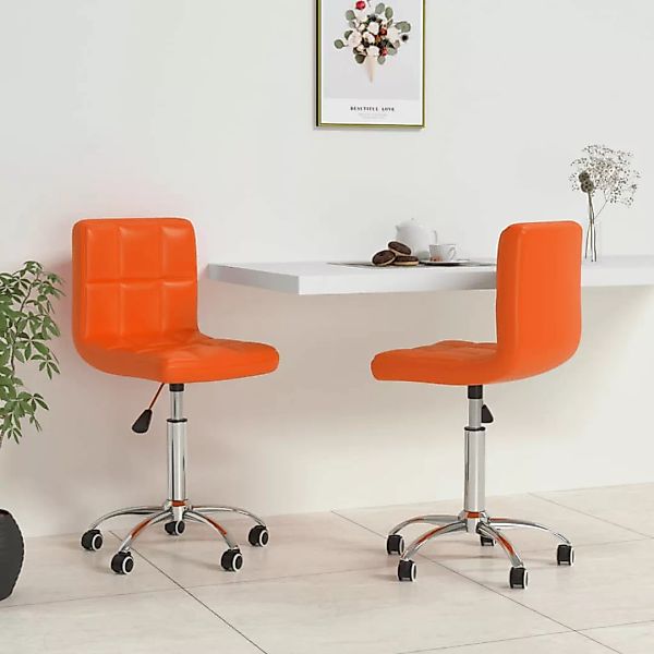 Drehbare Esszimmerstühle 2 Stk. Orange Kunstleder günstig online kaufen