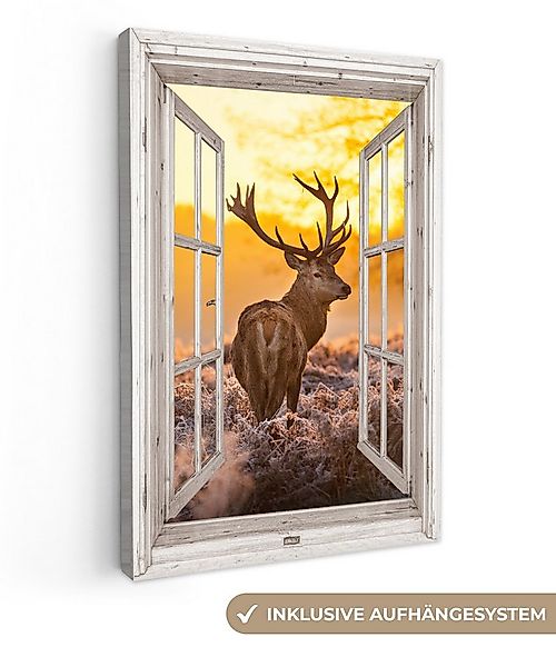 OneMillionCanvasses® Leinwandbild Hirsche - Herbst - Tiere - Natur - Wald - günstig online kaufen
