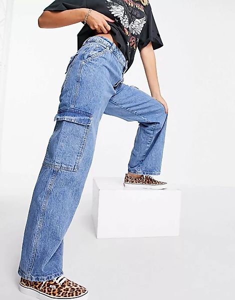 ASOS DESIGN – Locker geschnittene Dad-Jeans aus Bio-Baumwolle in mittlerer günstig online kaufen