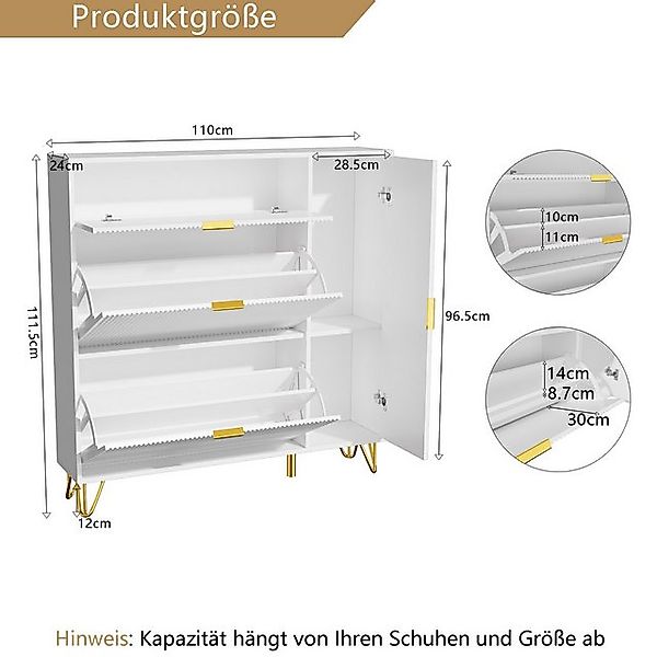 FUROKOY Schuhschrank Schuhregal mit 2 Klappen und 2 Türen (Weiß Schuhkipper günstig online kaufen