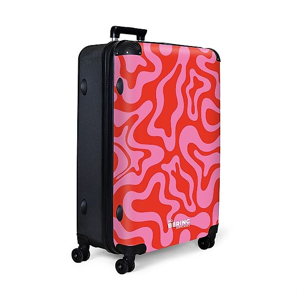 NoBoringSuitcases.com© Hartschalen-Trolley Rosa mit rotem abstraktem günstig online kaufen