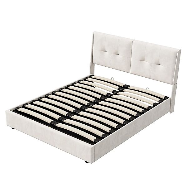 PXloue Polsterbett 160x200cm-Doppelbett mit Hydraulischem Stauraum und LED- günstig online kaufen