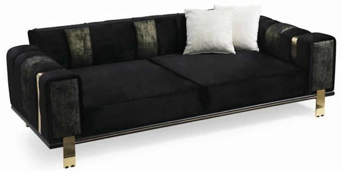 Casa Padrino Sofa Luxus Wohnzimmer Sofa mit verstellbarer Rückenlehne Schwa günstig online kaufen