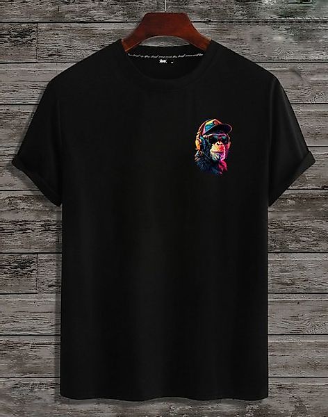 RMK T-Shirt Herren T-Shirt Basic Rundhals Schimpanse Affe DJ aus Baumwolle günstig online kaufen