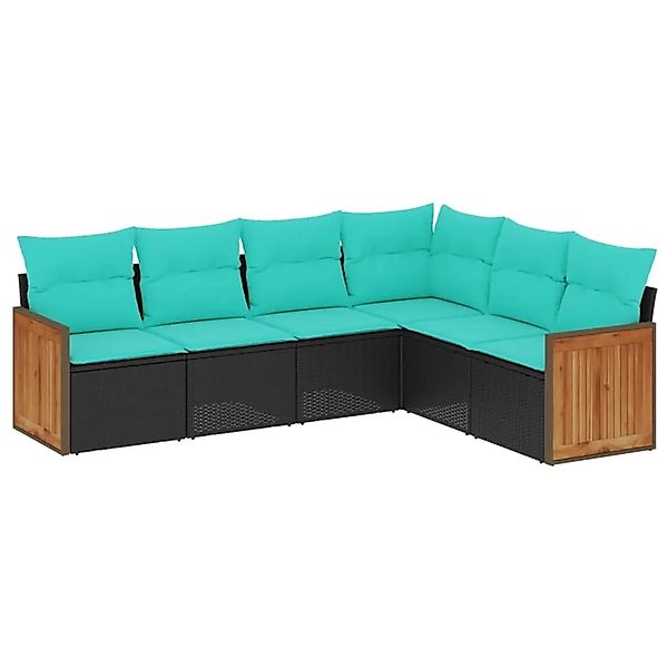 vidaXL 6-Tlg Gartensofa-Set mit Kissen Schwarz Polyrattan 3227681 günstig online kaufen