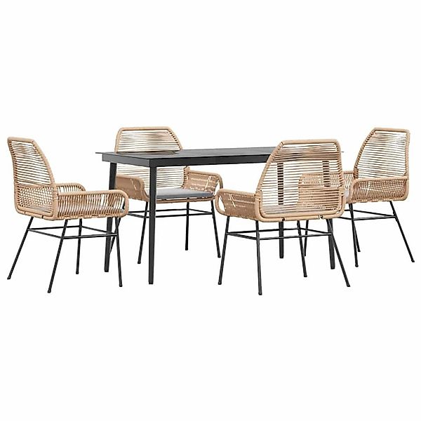 vidaXL 5-Tlg Garten-Essgruppe mit Kissen Braun Poly Rattan Glas 3334473 günstig online kaufen