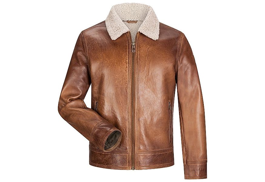 Milestone Lederjacke MSMario Bikerjacke aus genarbtem Lammleder mit Fellkra günstig online kaufen