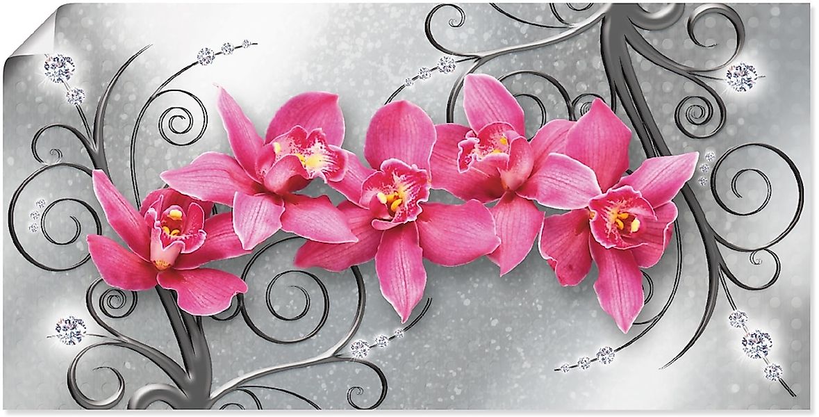 Artland Wandbild "rosa Orchideen auf Ornamenten" Blumenbilder 1 Stk. tlg. a günstig online kaufen