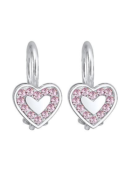 Elli Paar Ohrstecker "Ohrstecker Herz Glas Kristalle Rose 925 Sterling Silb günstig online kaufen